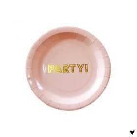 Papieren borden 8 st. pastel roze - goud Party