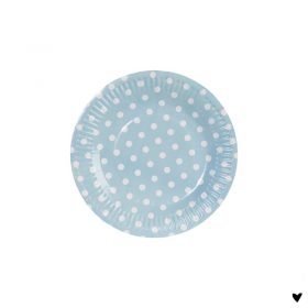 Papieren bordjes 10 stuks rond stippen blauw