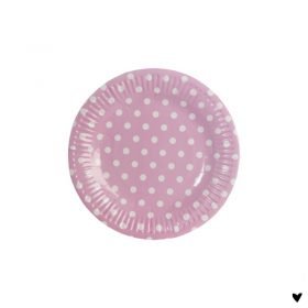 Papieren bordjes 10 stuks rond stippen roze