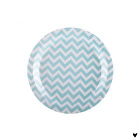 Papieren bordjes 8 stuks chevron licht blauw